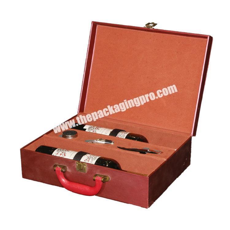 Custom  Wine Box two Bottle Wine Gift Box magnum wine box with Handle in stock