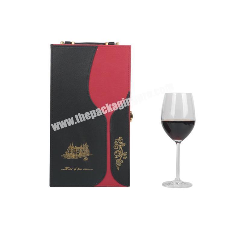 Custom  Wine Box two Bottle Wine Gift Box wine glass storage boxes with Handle in stock