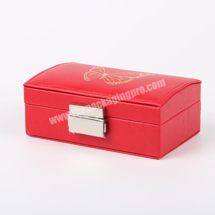 Custom boxes jewelry high quality  PU Leather Small Travel Jewelry Boxes leather jewellery box