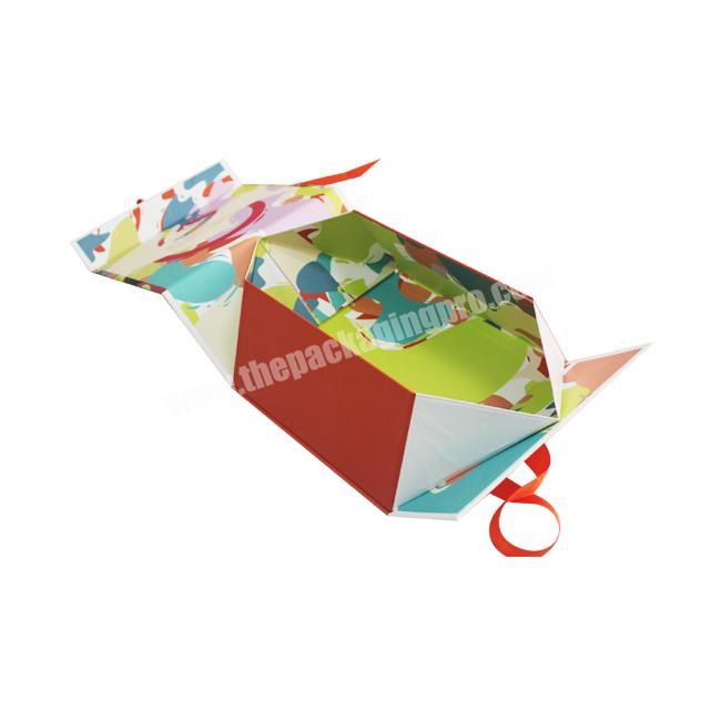 Custom collapsible folding storage gift packaging reusable shopping magnetic rigid paper clothing underwear box