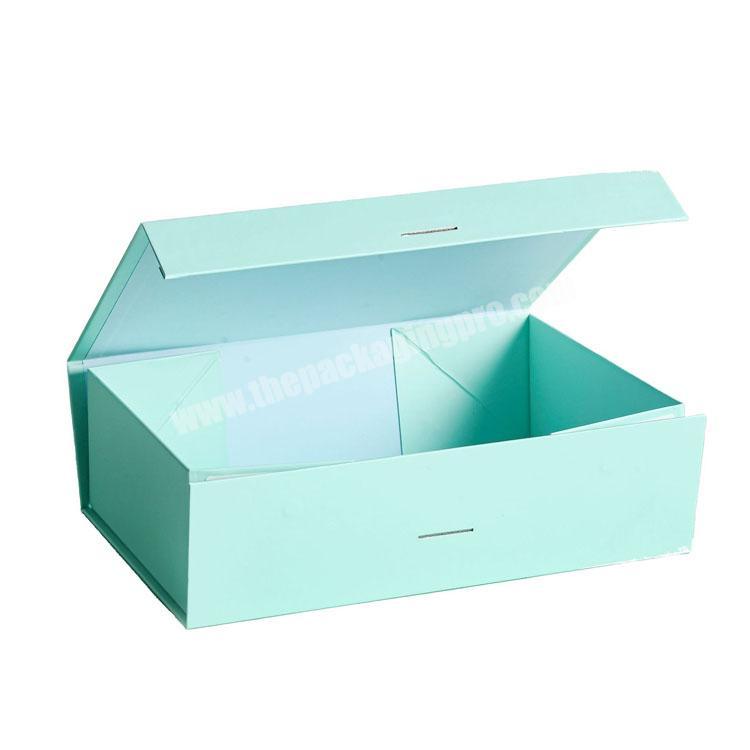 Custom color Paper boxes Foldable Collapsible Magnetic Hair Extension Wig Gift Box With Silk Ribbon