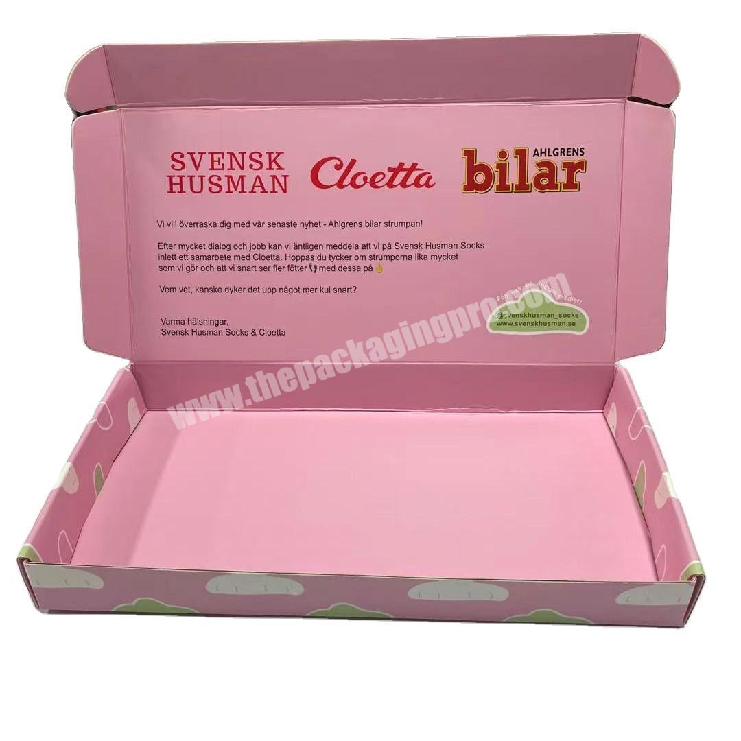 Custom design E-flute corrugated packaging boxes mailer box  clothing packaging with logo printing