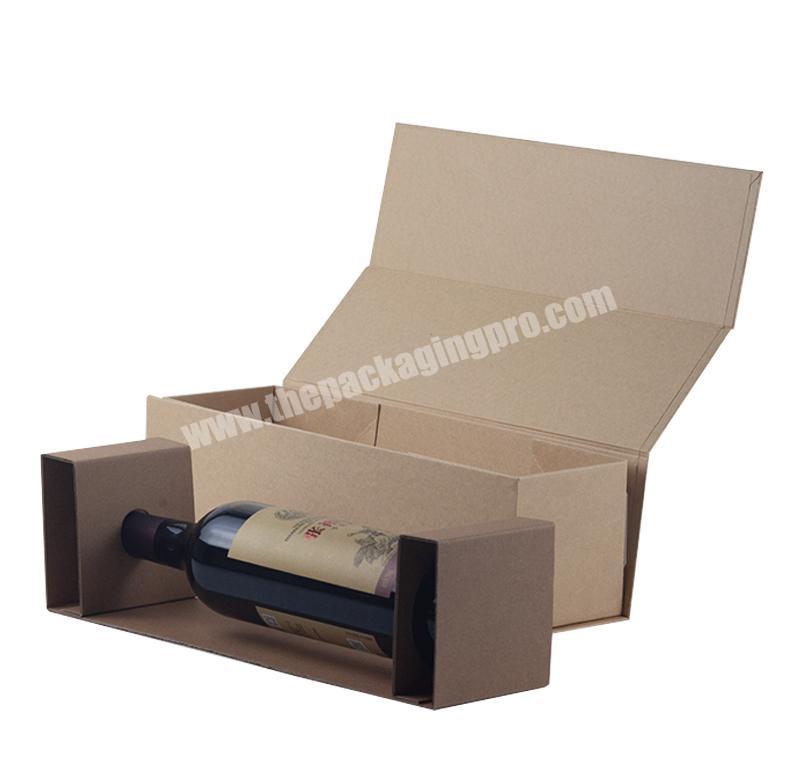 Custom design luxury wine glass bottle packaging foldable magnetic gift box