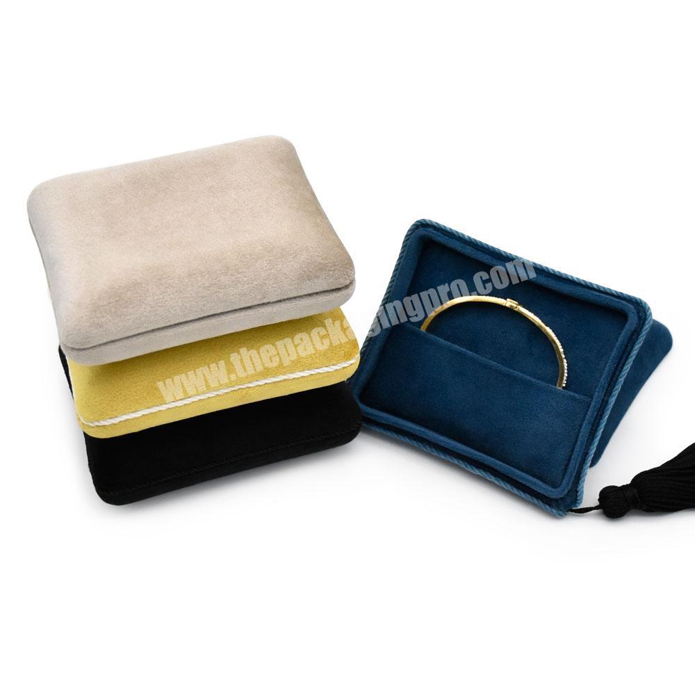 Custom fancy velvet love bracelet screw bangles necklace ring gift packaging box with tassels custom logo jewelry storage box