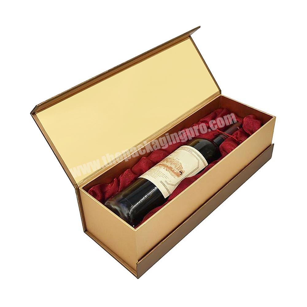 Custom flap rigid cardboard magnetic wine set box for packaging single bottle