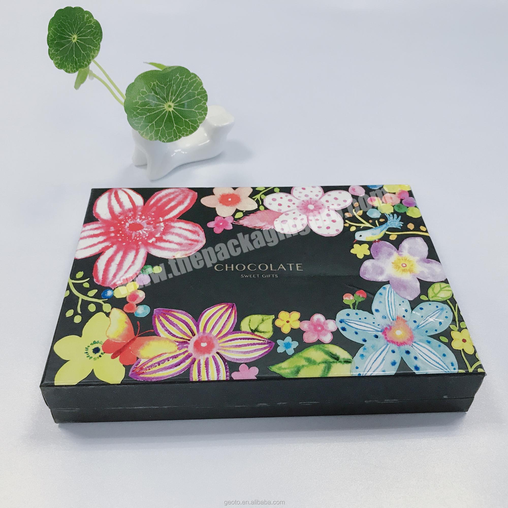 Custom floral print packing box for chocolate valentine's day gift packaging