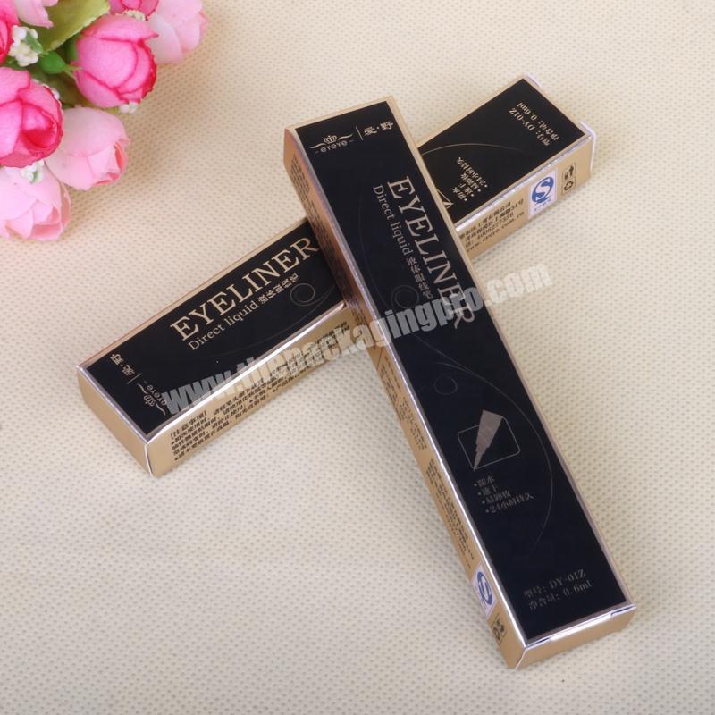 Custom gold paper eyeliner eyelash serum eyebrow pencil packaging box