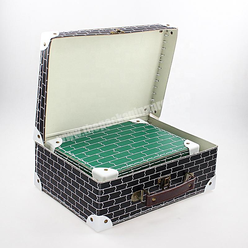 custom Custom kraft packaging carton paper cardboard suitcase sets gift box with metal handle 
