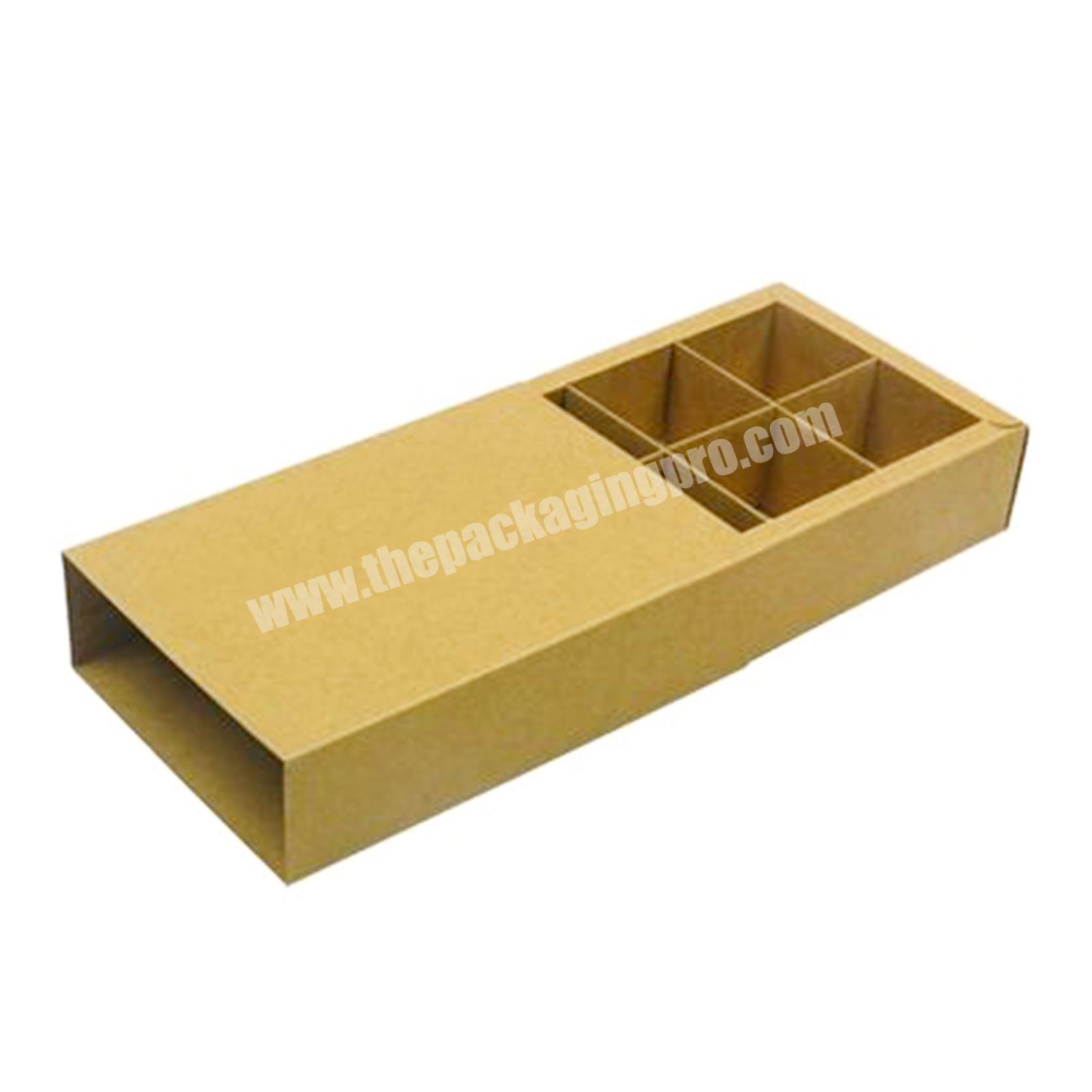 Custom kraft paper drawer style box packaging for chocolate macaron of 8 grids insert
