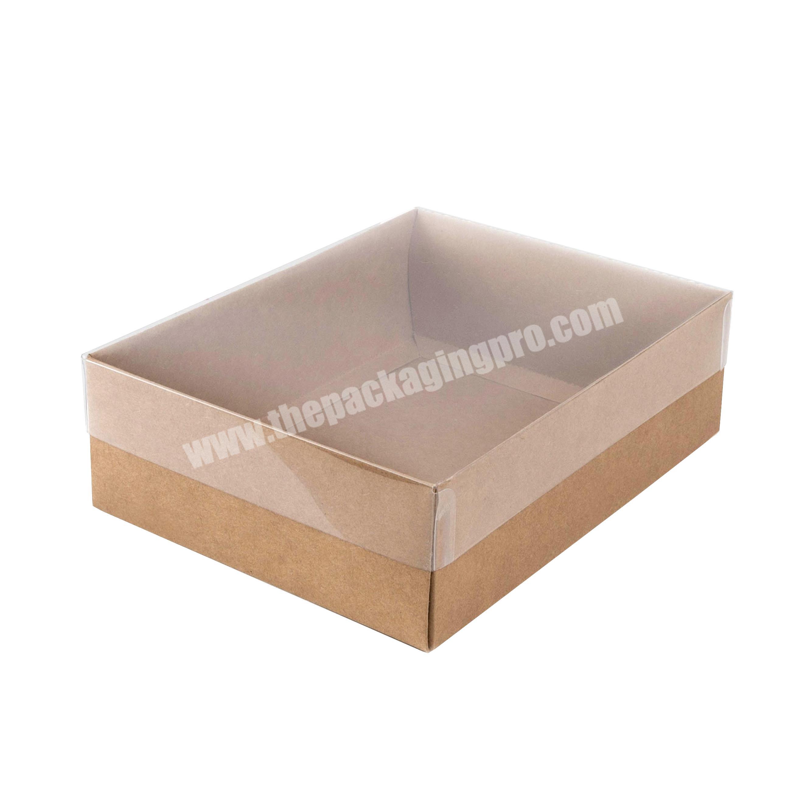 Custom kraft paper packaging gift box with plastic lid