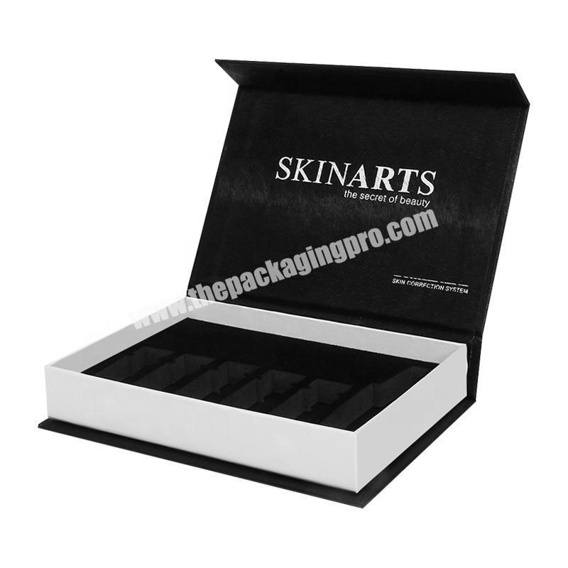 Custom logo Black luxury lap Lid Packaging Cardboard skincare Magnetic Closure Gift Box