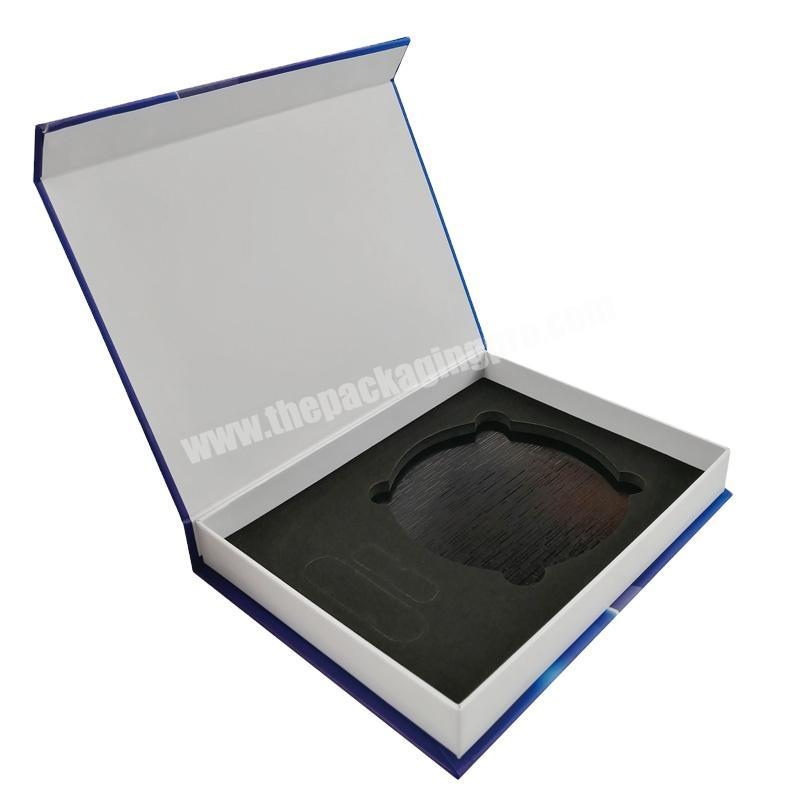 Custom logo Magnetic Gift Boxes Packaging Blue Box with eva foam