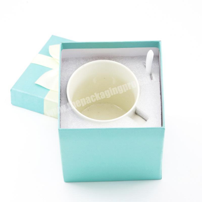Custom logo coffee cups box packaging  two-piece packaging boxes with ribbon design