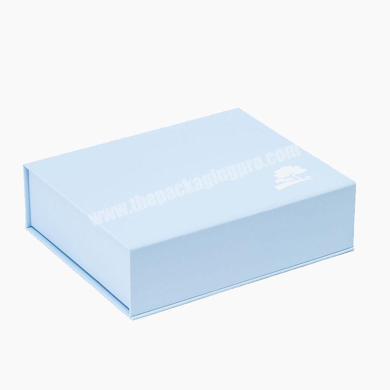 Custom logo elegant blue folding magnetic gift box wholesale