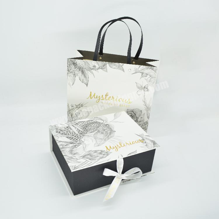 Custom logo luxury bundle weave box hair extension packaging with ribbon closure