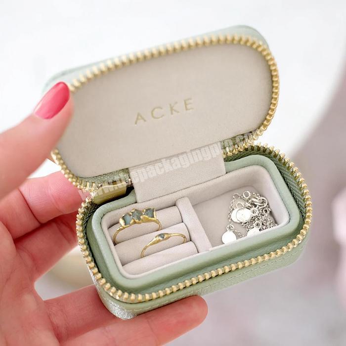 Custom mini portable travel jewelry box ring velvet travel jewelry