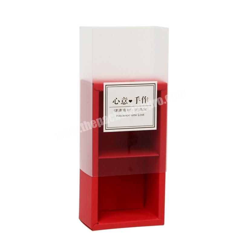 Custom logo packaging paper retail boxes with clear pvc window for cake