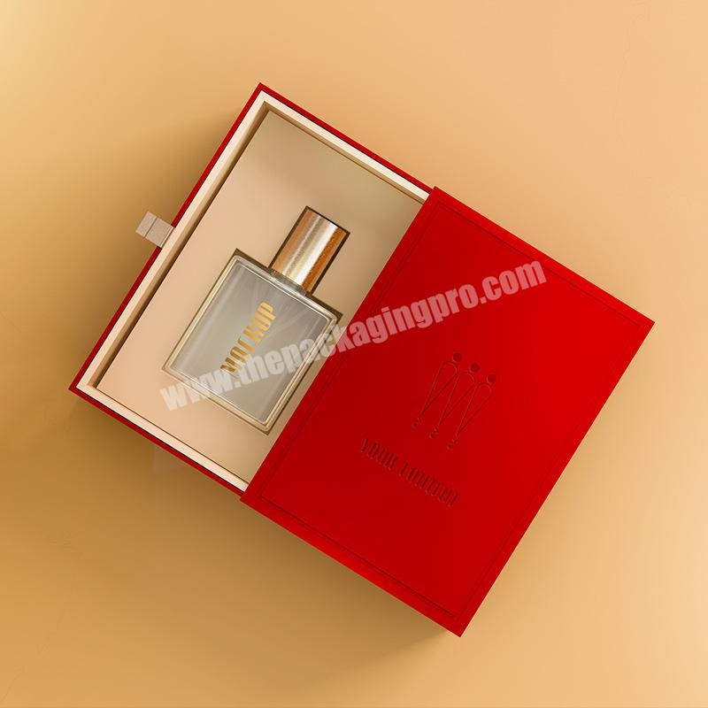 Custom logo paper perfume bottle drawer style packaging box luxury cardboard cosmetics gift packaging box for perfume