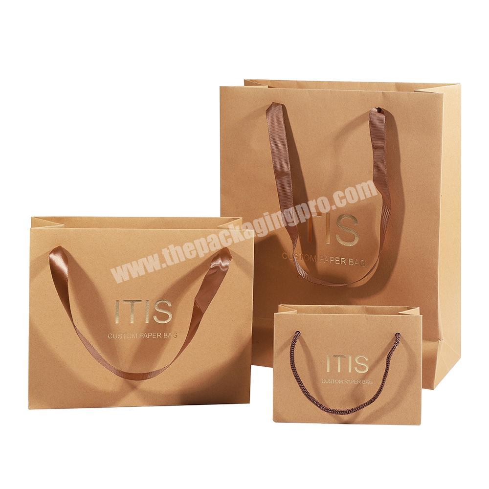 Custom logo print recycled brown kraft paper bags