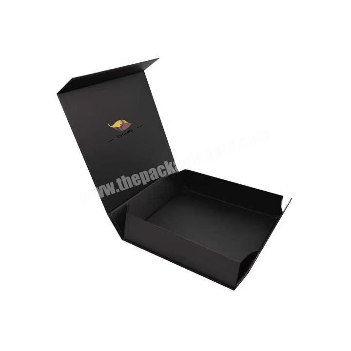 Custom logo printed luxury black high quality matte cardboard  rigid paper foldable magnetic packaging gift boxes