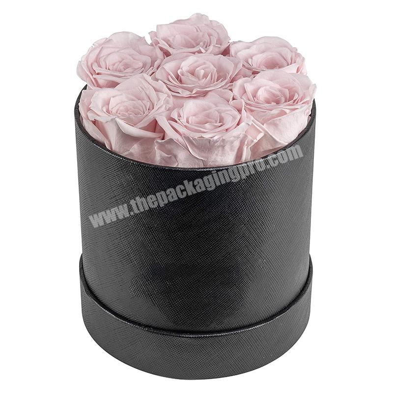 Custom logo valentines rose flower round circle gift paper packaging boxes for bouquets