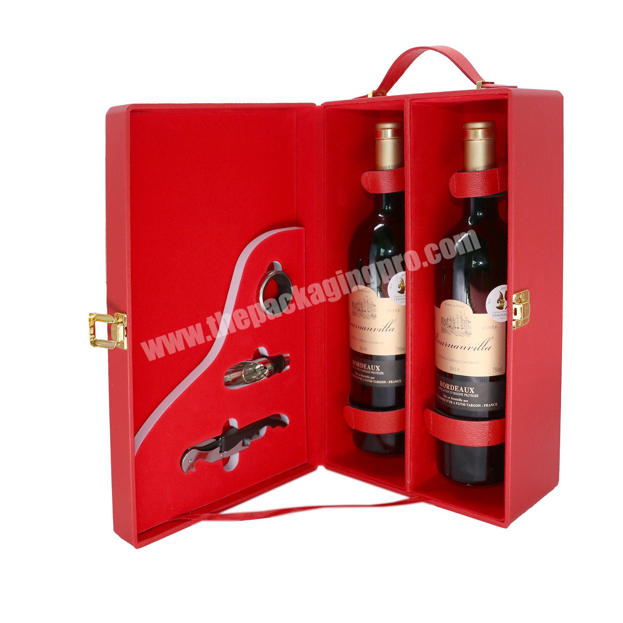 Custom logo wine accessories gift box wooden craft box for wine bottle wine packaging boxes