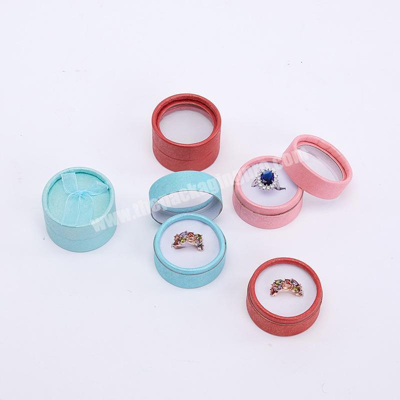 Custom lovely paper jewelry ring necklace storage round packaging box packing jewelry box with custom logo soft foam
