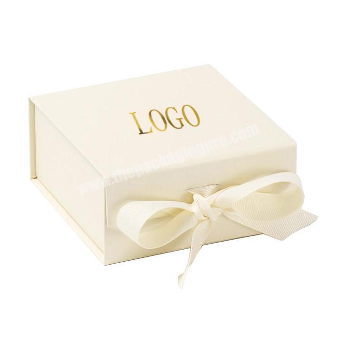 Custom luxury beige cardboard paper christmas wedding cream soap magnetic packaging gift box with silk ribbon closure small