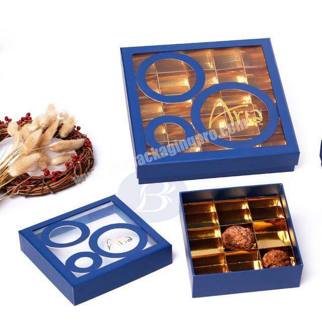 Custom luxury candy chocolate packaging  box with clear window paper packaging
