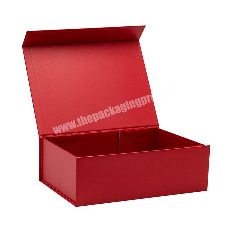 Custom luxury red rigid magnet flap packaging paper gift mailer box wholesale