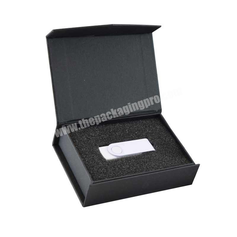 Custom luxury retail presentation product USB flash drive gift packaging box with foam insert