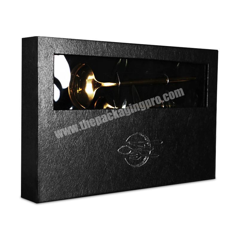 Custom made logo printing luxury glossy black gift box paper box for gift packaging