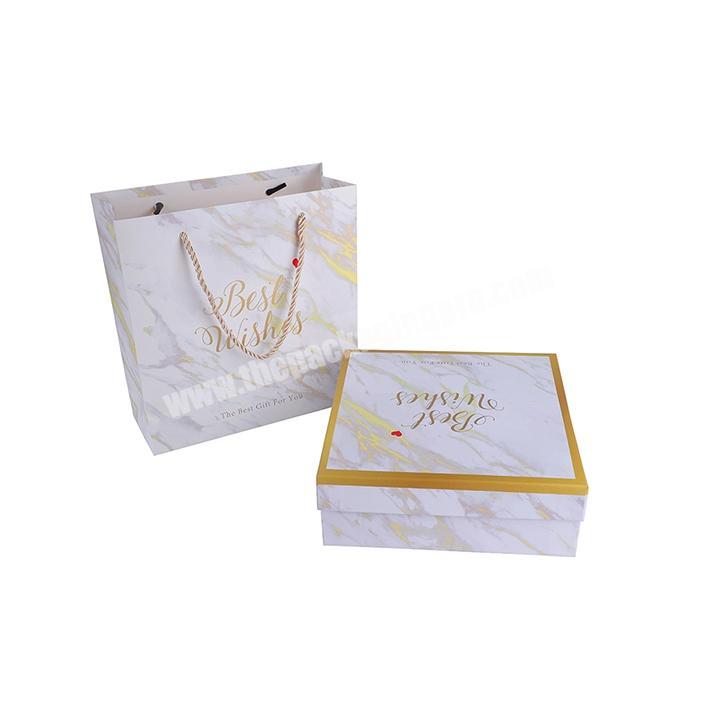 Custom marble printing gift box with bag cosmetic packaging box wholesale paper box