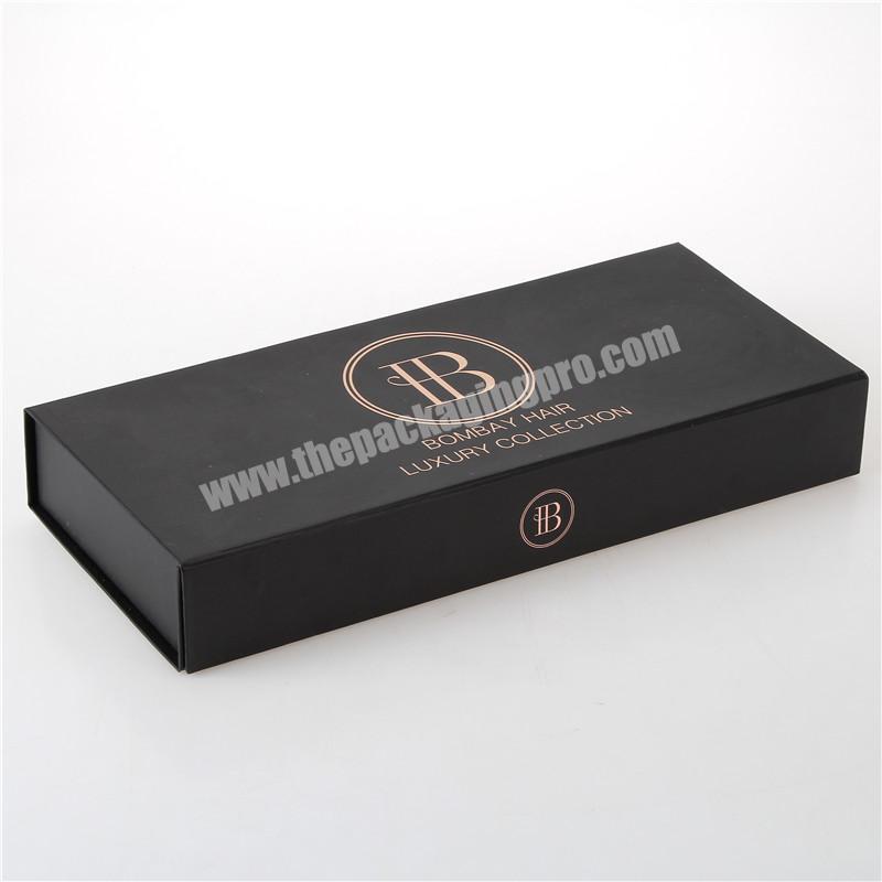Custom matte finish black rigid paper foldable magnetic packaging gift box
