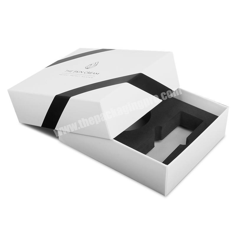 Custom paperboard perfume packaging gift box with black inner foam