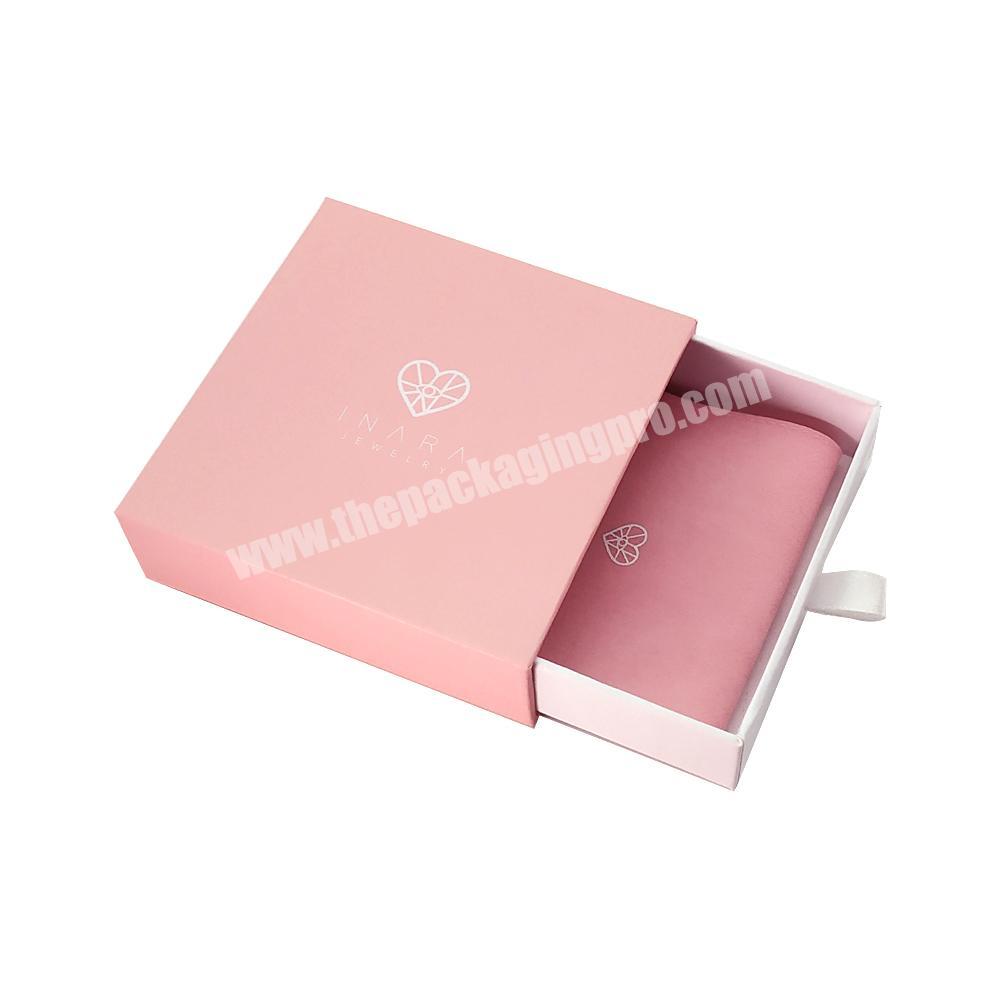 Custom pink carboarded flat shipping jewelry packaging small boxes