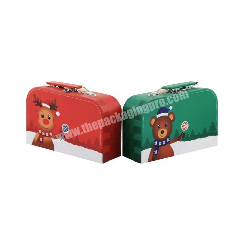 Custom print mini cardboard suitcase gift packaging boxes with handle