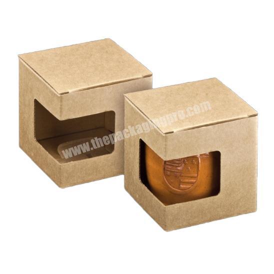 Custom printed logo kraft paper honey body scrub bottle jar  packaging gift box with  clear pvc window