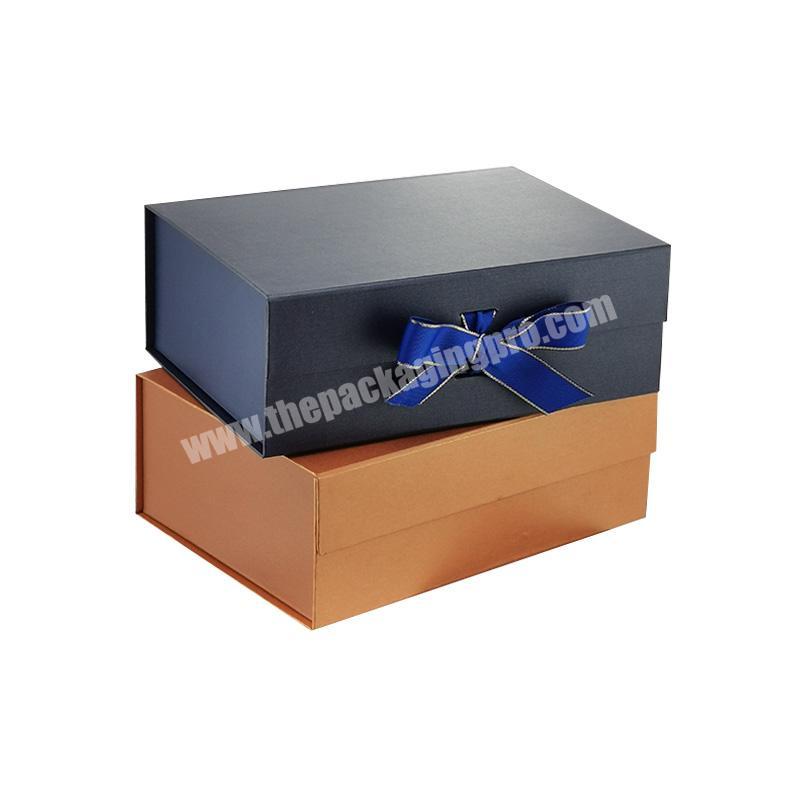 Custom printed logo luxury custom color clothing packaging gift box with ribbon