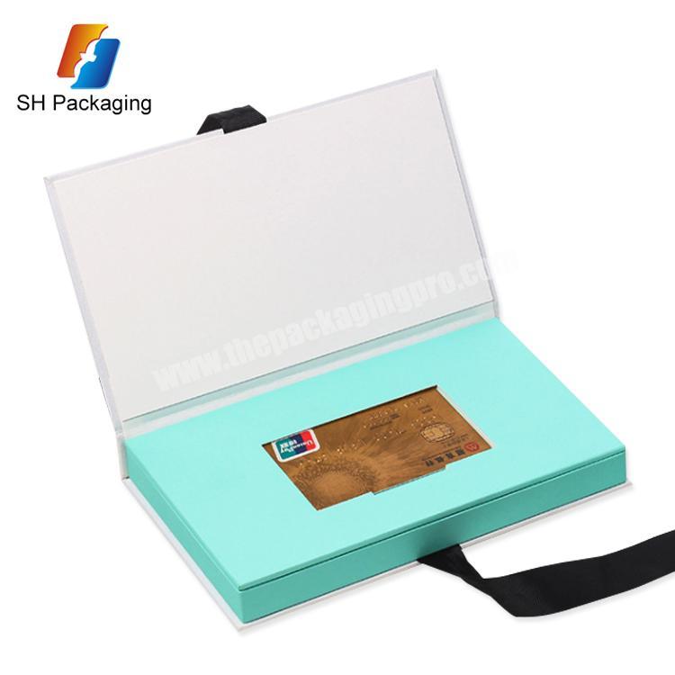 Custom printed logo luxury product gift card boxes cardboard packaging box with ribbon