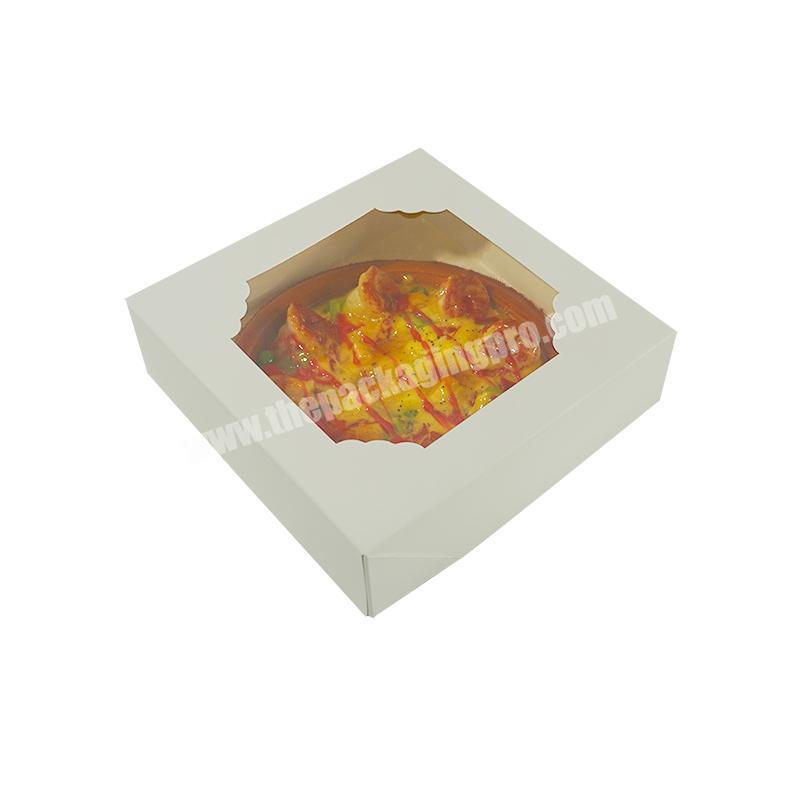 Custom printed logo white paper pizza packaging box with window