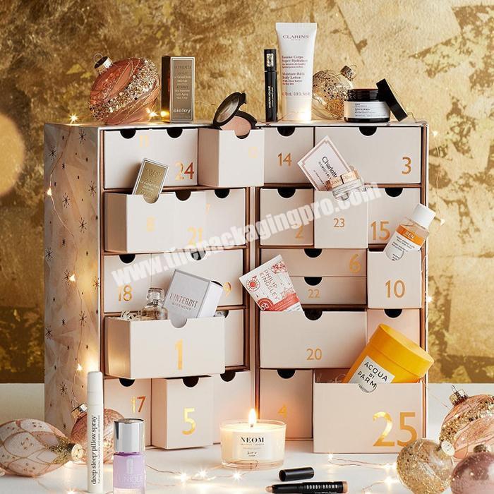 Custom printed luxury design large makeup beauty cosmetic nail polish advent calendar christmas box cardboard gift packaging box