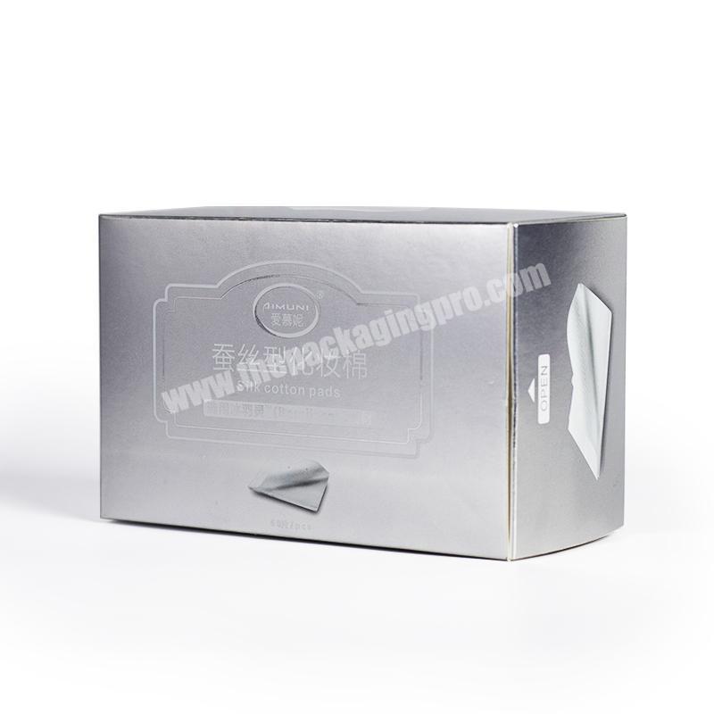 Custom printed luxury packaging box for serum recycled sliver cardboard paper box embossed logo box for cosmetic skin care