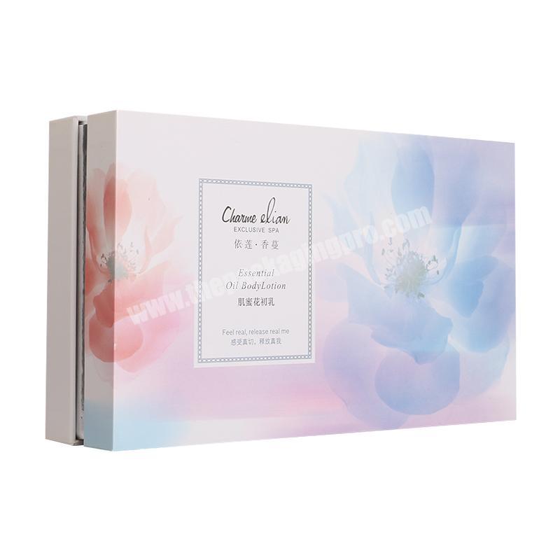 Custom printing cardboard skin care lotion hand cream set gift packaging box