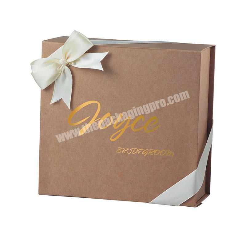 Custom printing natural kraft bridal proposal gift set box with ribbon