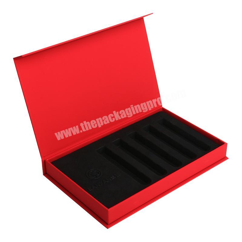 Custom printing red cardboard magnetic cosmetic perfume test tube chocolate bars packaging gift box
