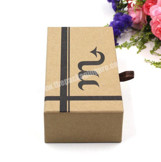 Custom recycle 2mm rigid cardboard brown kraft paper pull slide out 3 pairs socks packaging box kraft gift box