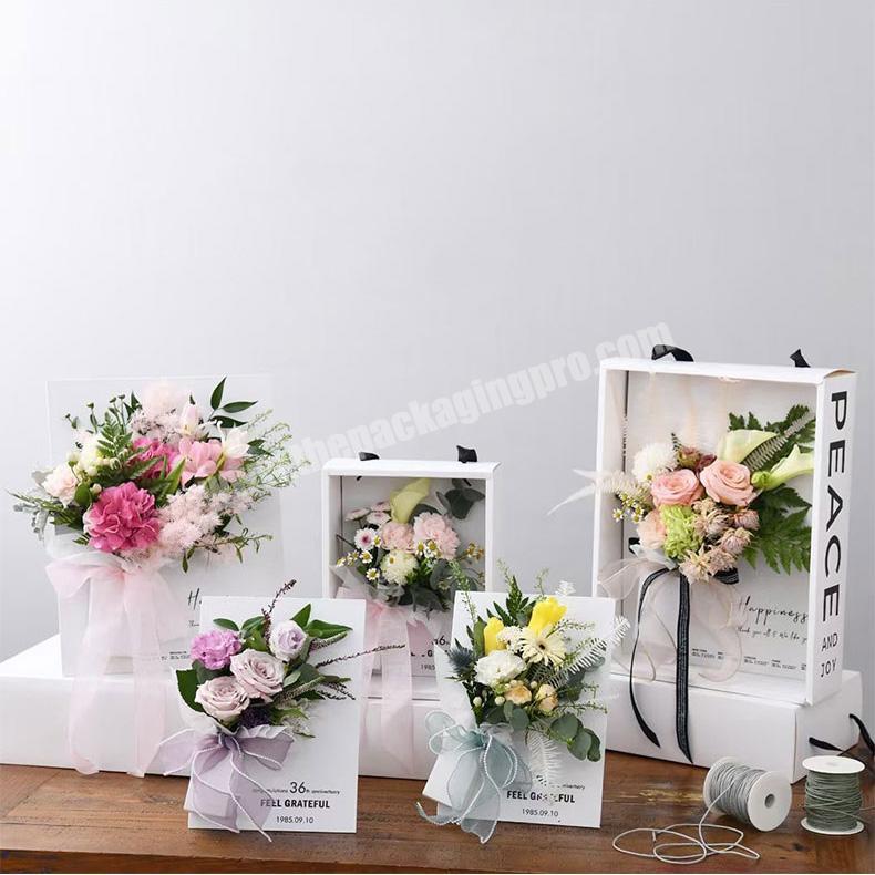 Gift Wrapping Paper Bag With Transparent Window Flowers Packaging