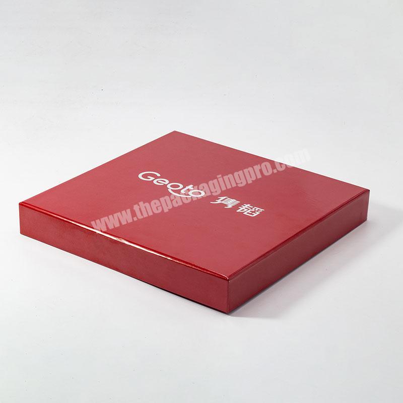 Custom red lamination luxury collapsible base paper rigid foldable gift box with lid