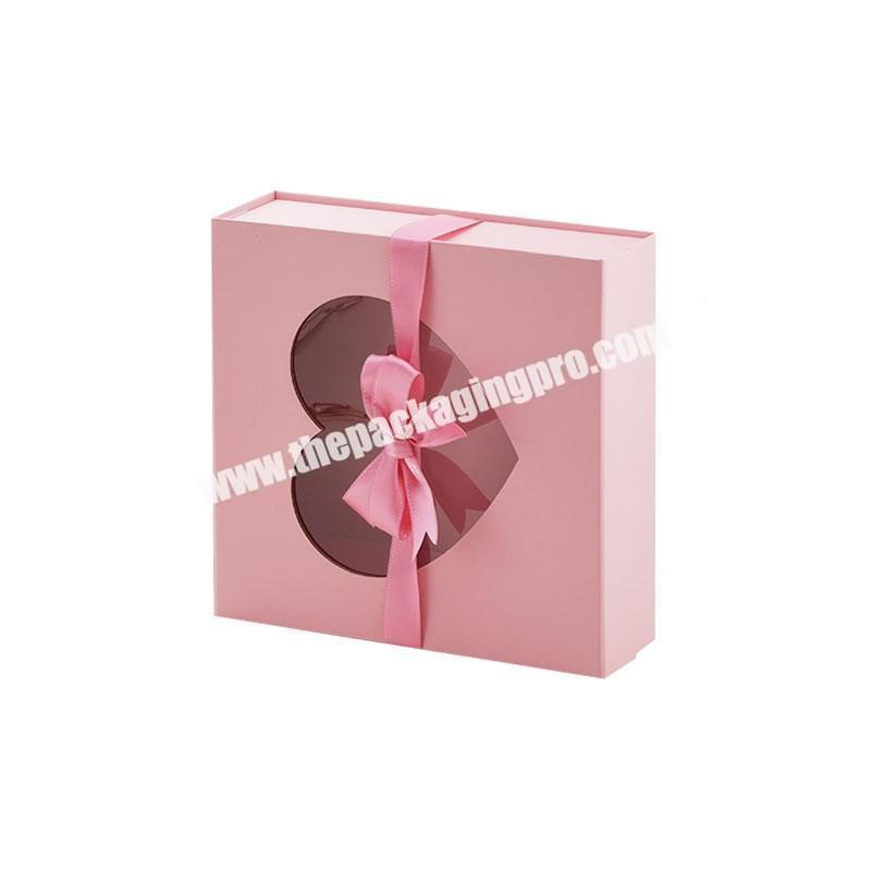 Luxury creative design baby pink color magnetic closure hamper keepsake box
